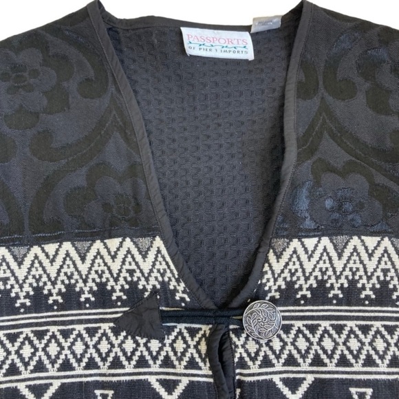 Vintage 90s Tribal Southwestern Tapestry Blazer Jacket Metal Buttons Sz M - Picture 3 of 16